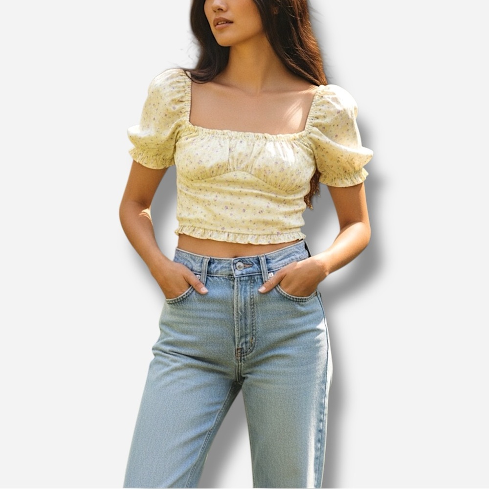 🌸New🌸 Zara Satin Effect Printed Crop Top XL NWT